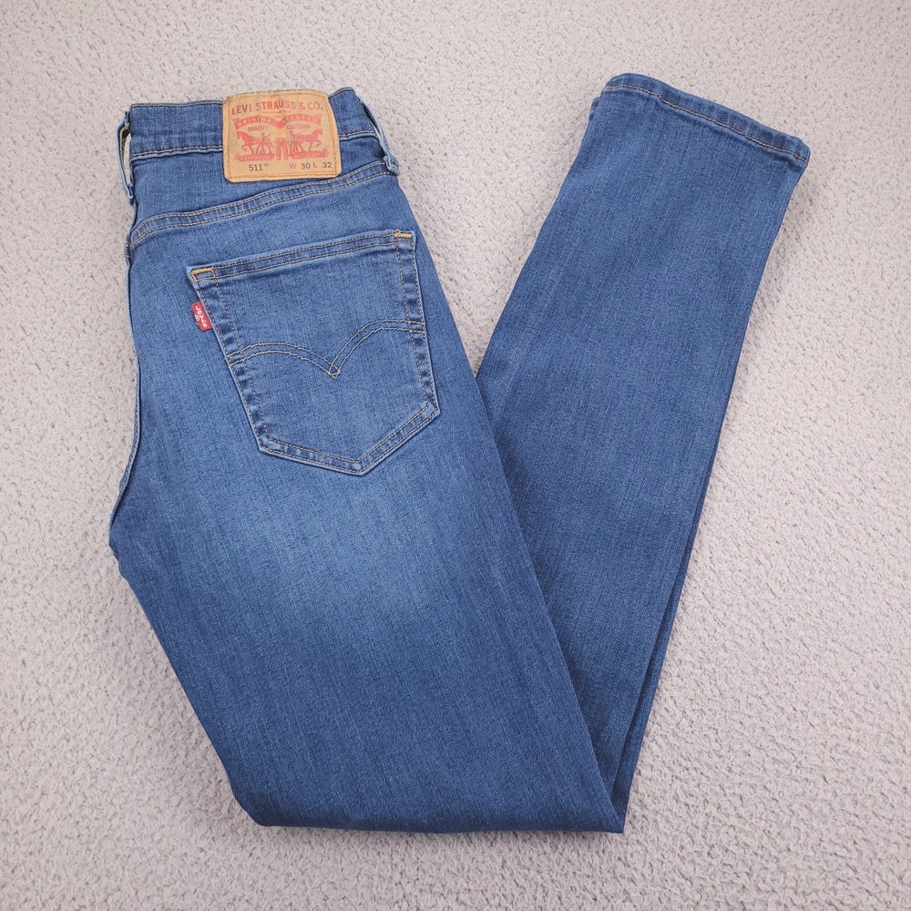 LEVIS 511 Jeans Mens Size 30x32 Slim Leg Medium Wash Blue Stretch Denim